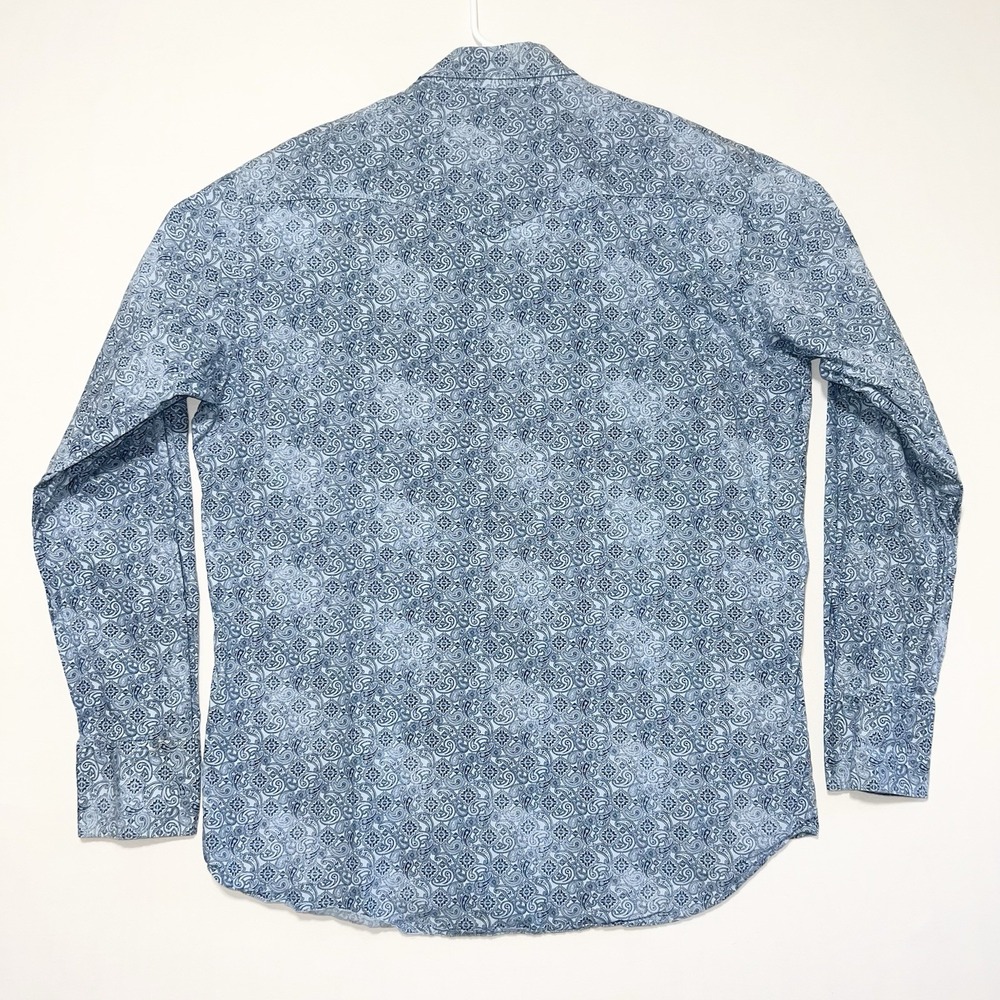 Roper Pearl Snap Mens Size XL Blue Paisley AOP Long Sleeve Cotton Western - Picture 2 of 5